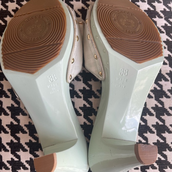 Bally Mint Gingham Peep Toe Heels - Picture 2 of 5